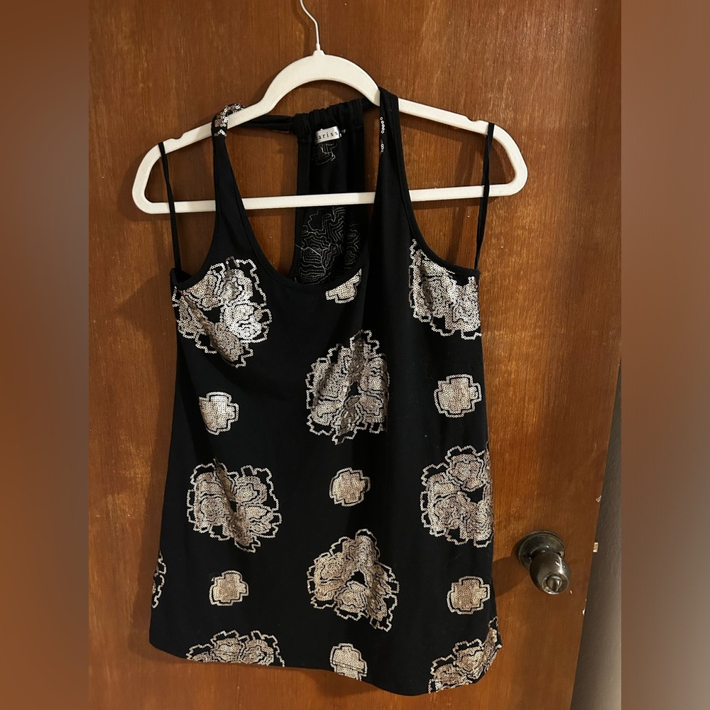 BOUTIQUE KARISS floral sequin tunic top